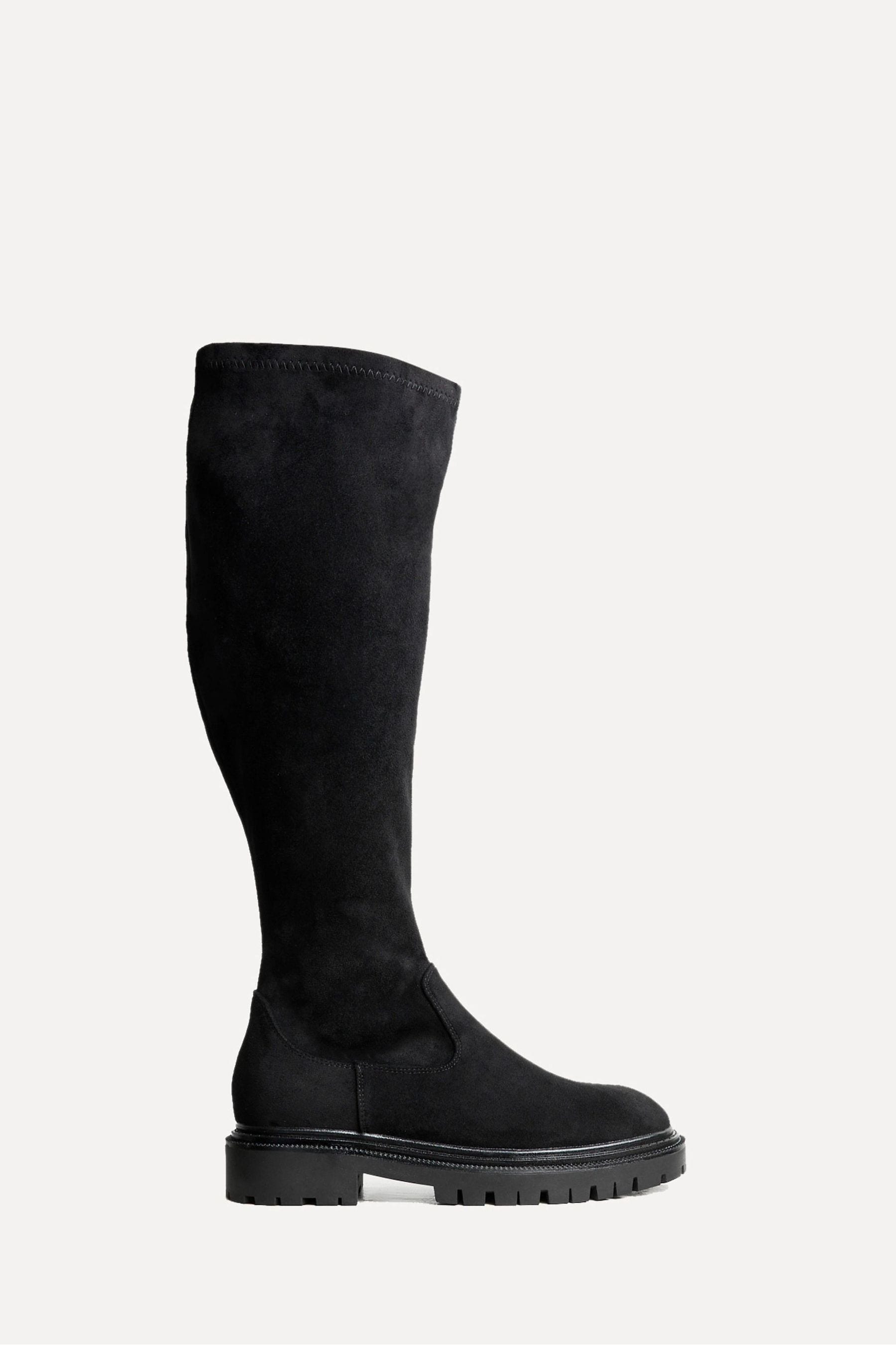 Buy Linzi Black Suede Briody Wide Fit PU Stretch High Leg Boots from Next Luxembourg
