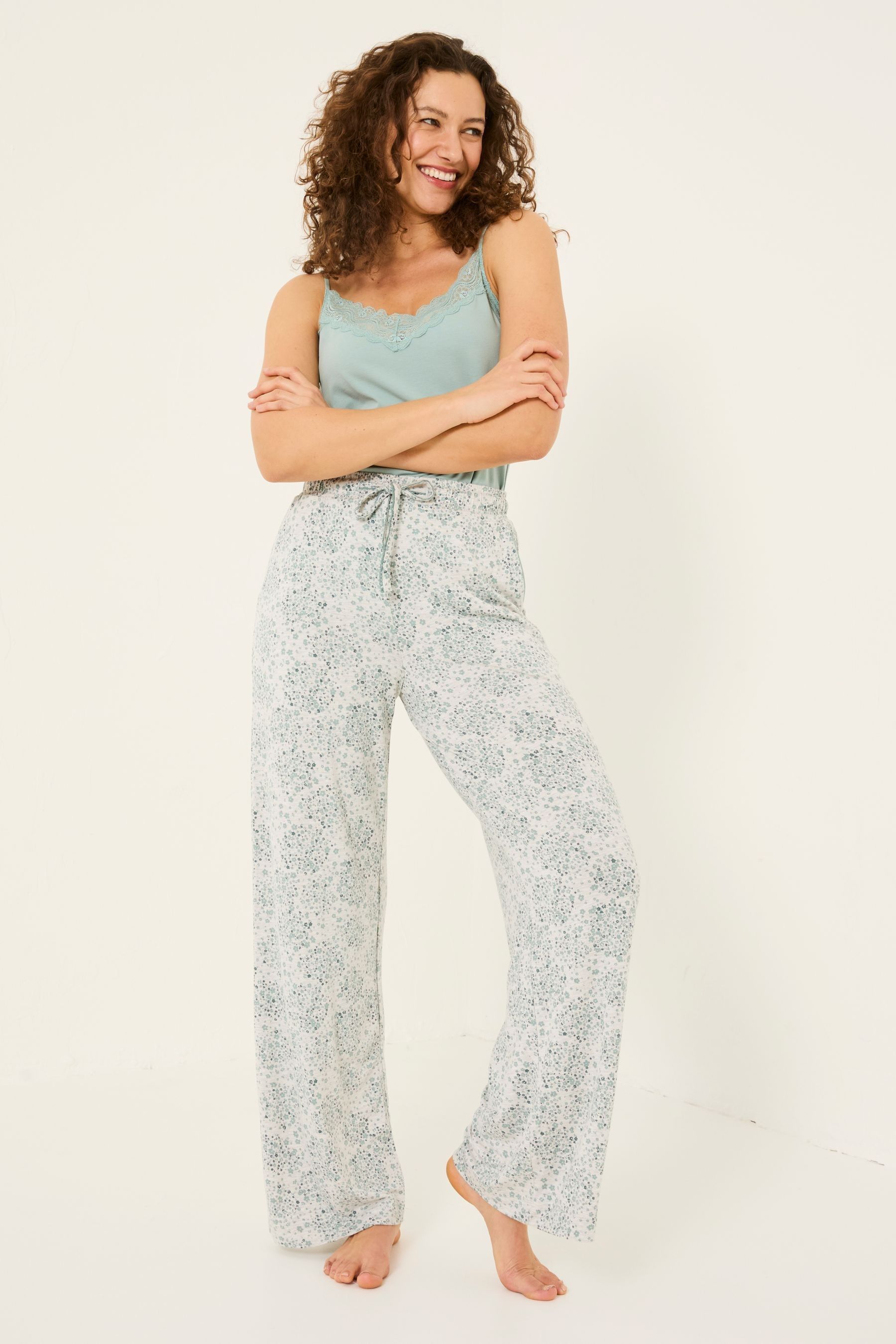 FAT FACE FatFace Lola Grey Lola Floral Jersey Pyjama Bottoms 22 R Womens
