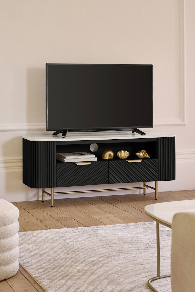 Black Valencia Mango Wood Up to 55 inch TV Unit - Image 2 of 7