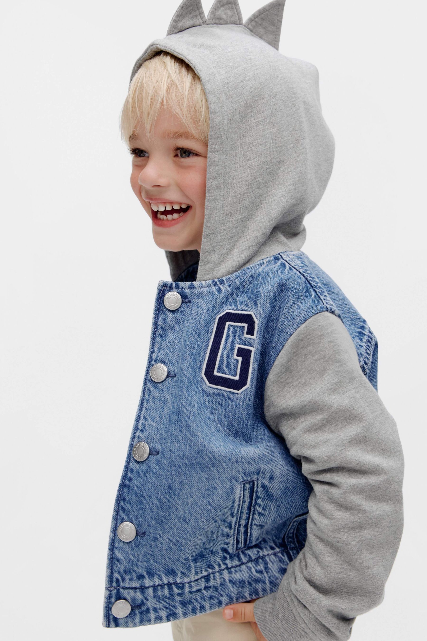 Buy Gap Blue Dinosaur Varsity Denim Hoodie Jacket 6mths 5yrs from the Next UK online shop