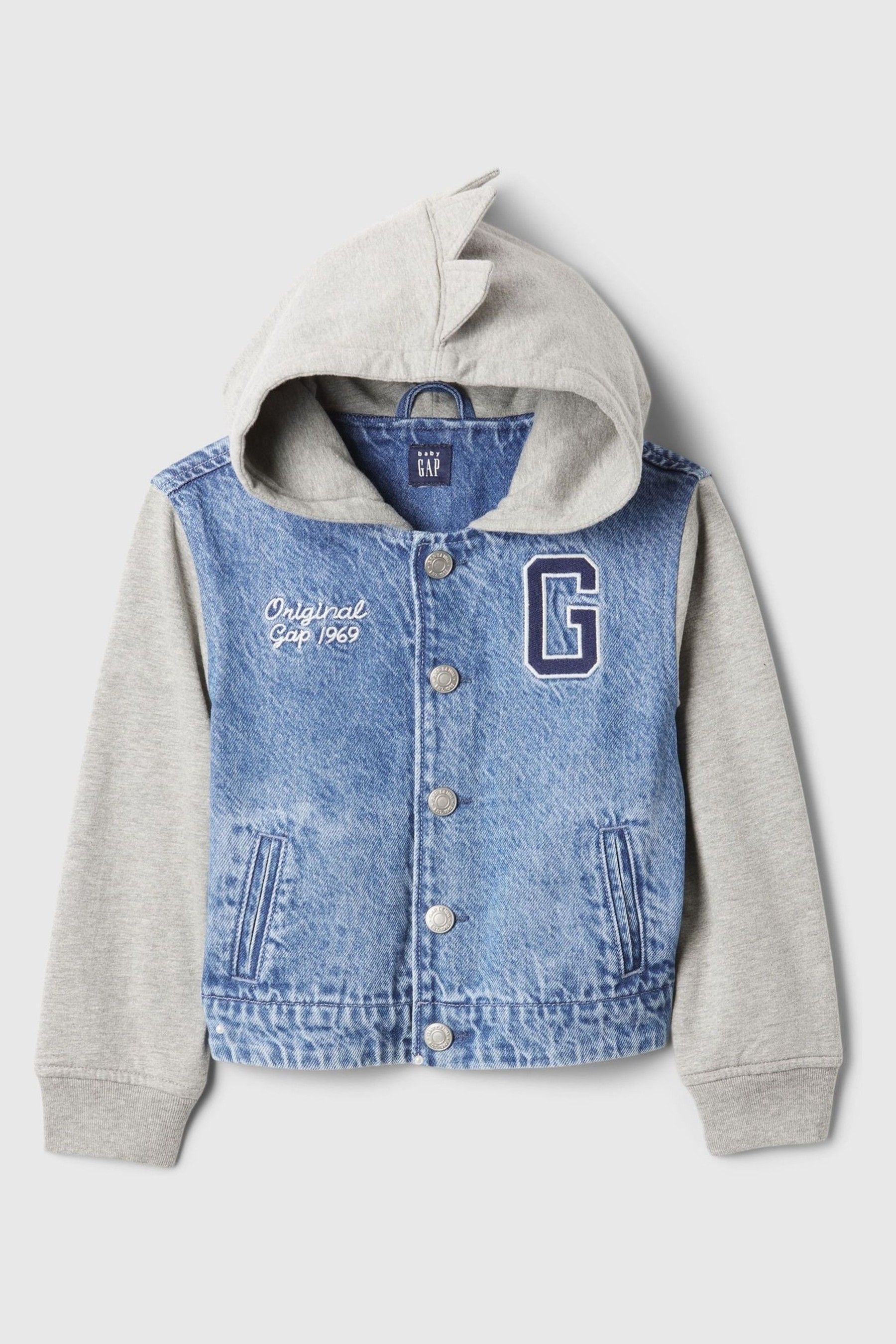 Buy Gap Blue Dinosaur Varsity Denim Hoodie Jacket 6mths 5yrs from the Next UK online shop