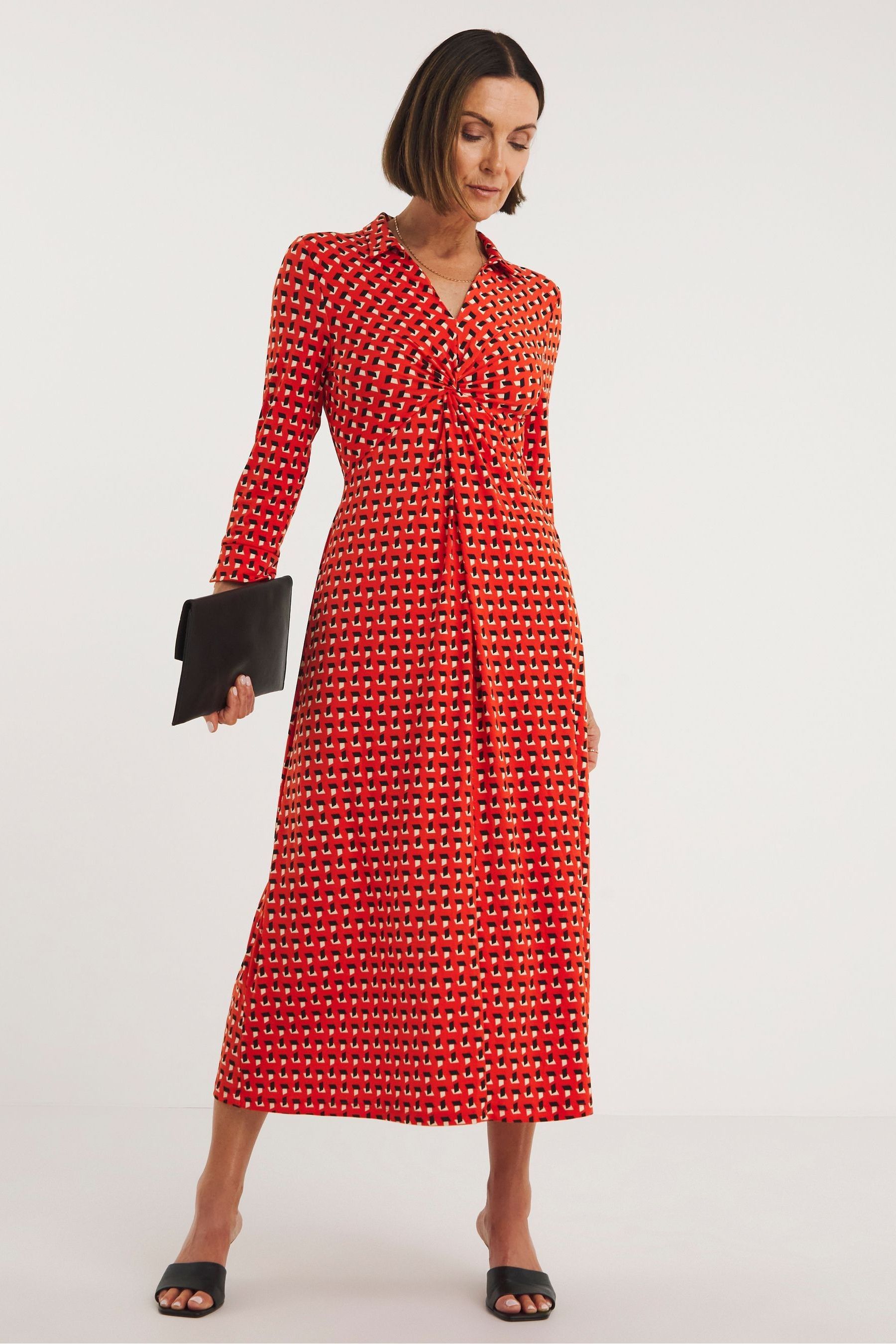 Buy JD Williams Red JD Williams Printed Ditsy Twist Front Red Dress from Next Malta