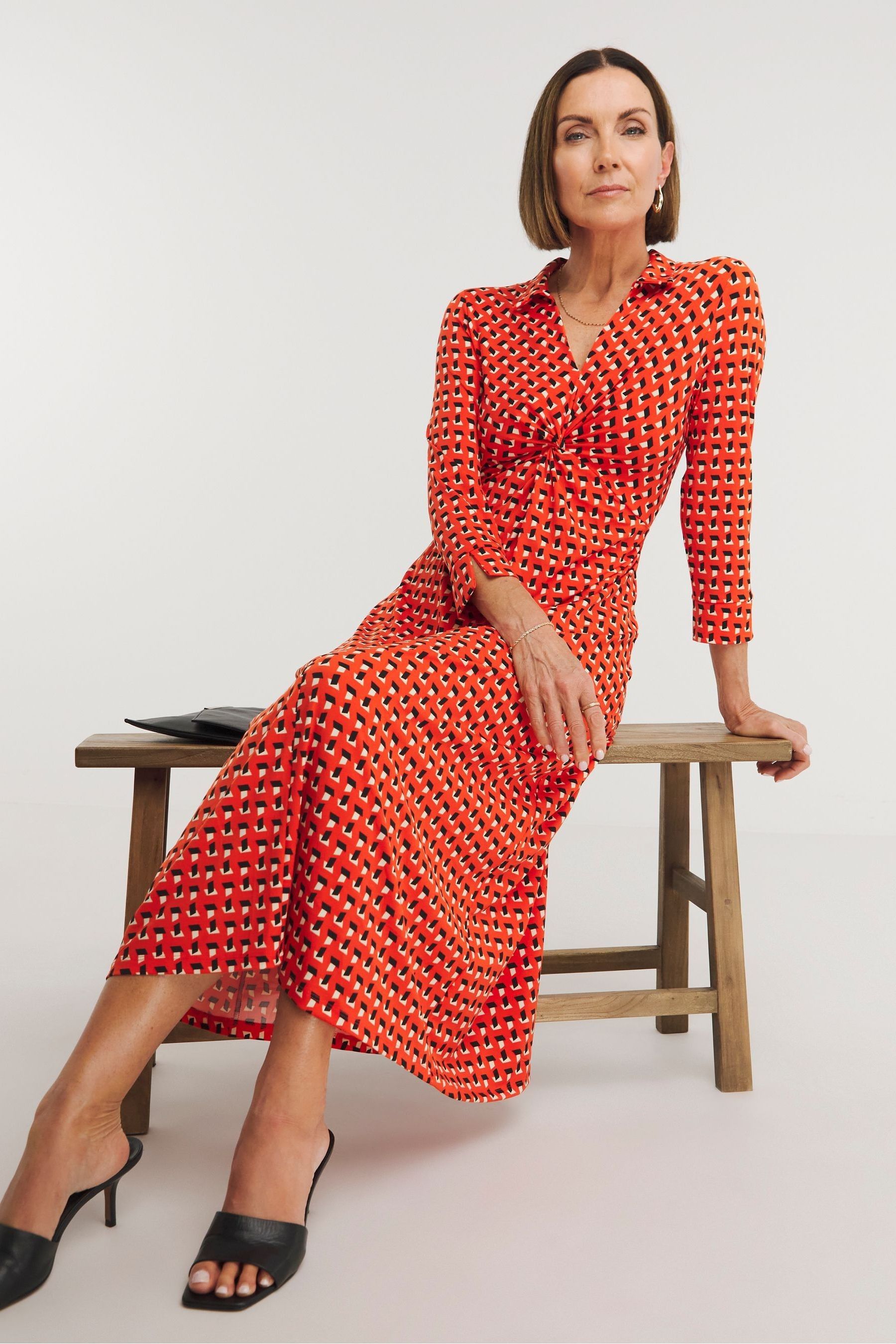 Buy JD Williams Red JD Williams Printed Ditsy Twist Front Red Dress from Next Malta