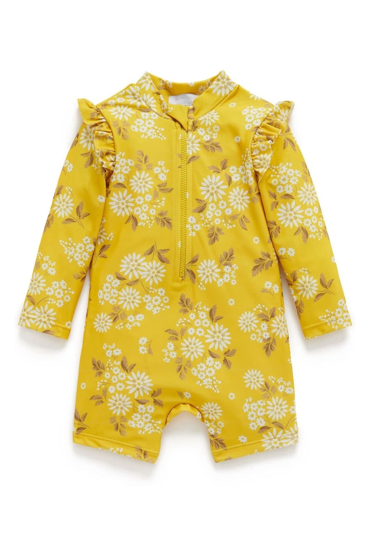 Purebaby Yellow Printed Longsleeve Rashie Swimsuit - Image 1 of 4