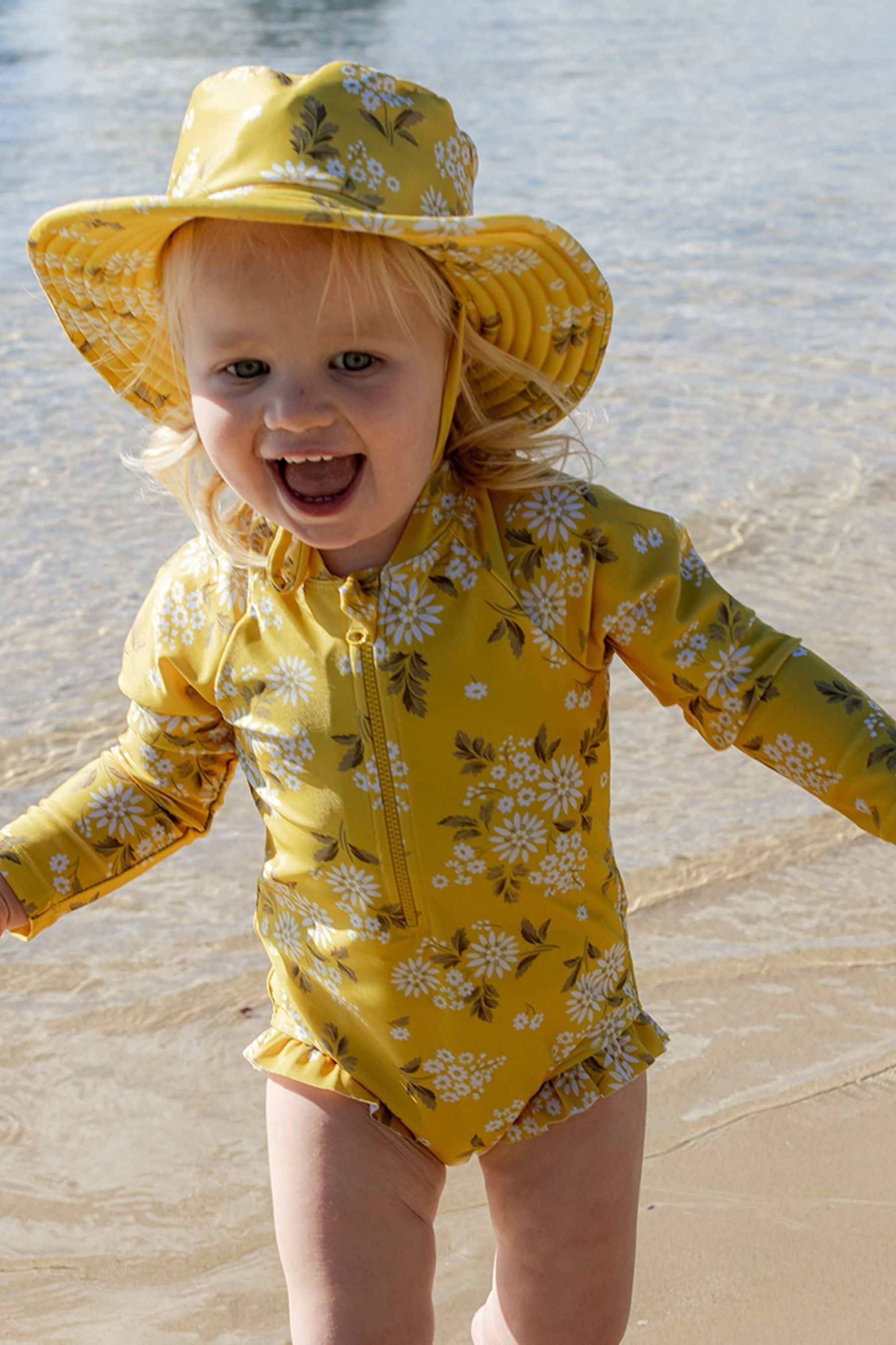 Yellow long sleeve swimsuit cheap