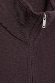 Reiss Dark Bordeaux Blackhall Merino Wool Half-Zip Funnel Neck Jumper - Image 6 of 6