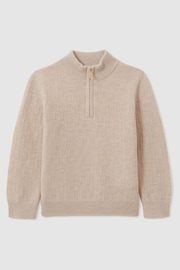 Reiss Oatmeal Chester Zipped Funnel-Neck Wool Jumper - Image 2 of 5