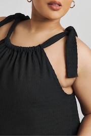 Simply Be Black Tie Shoulder Textured Top - Image 4 of 4