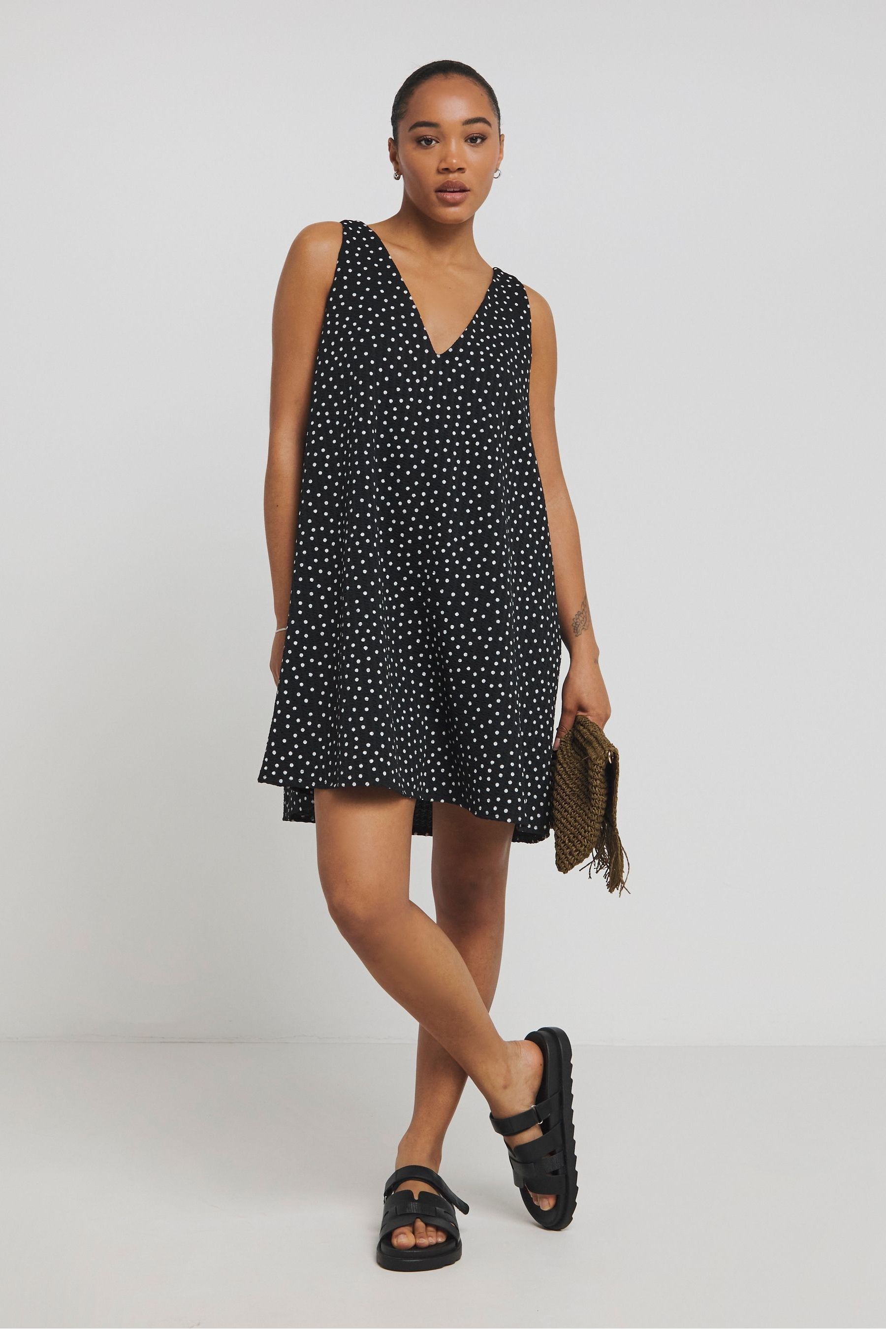 Simply Be Black Textured Jersey Smock Dress