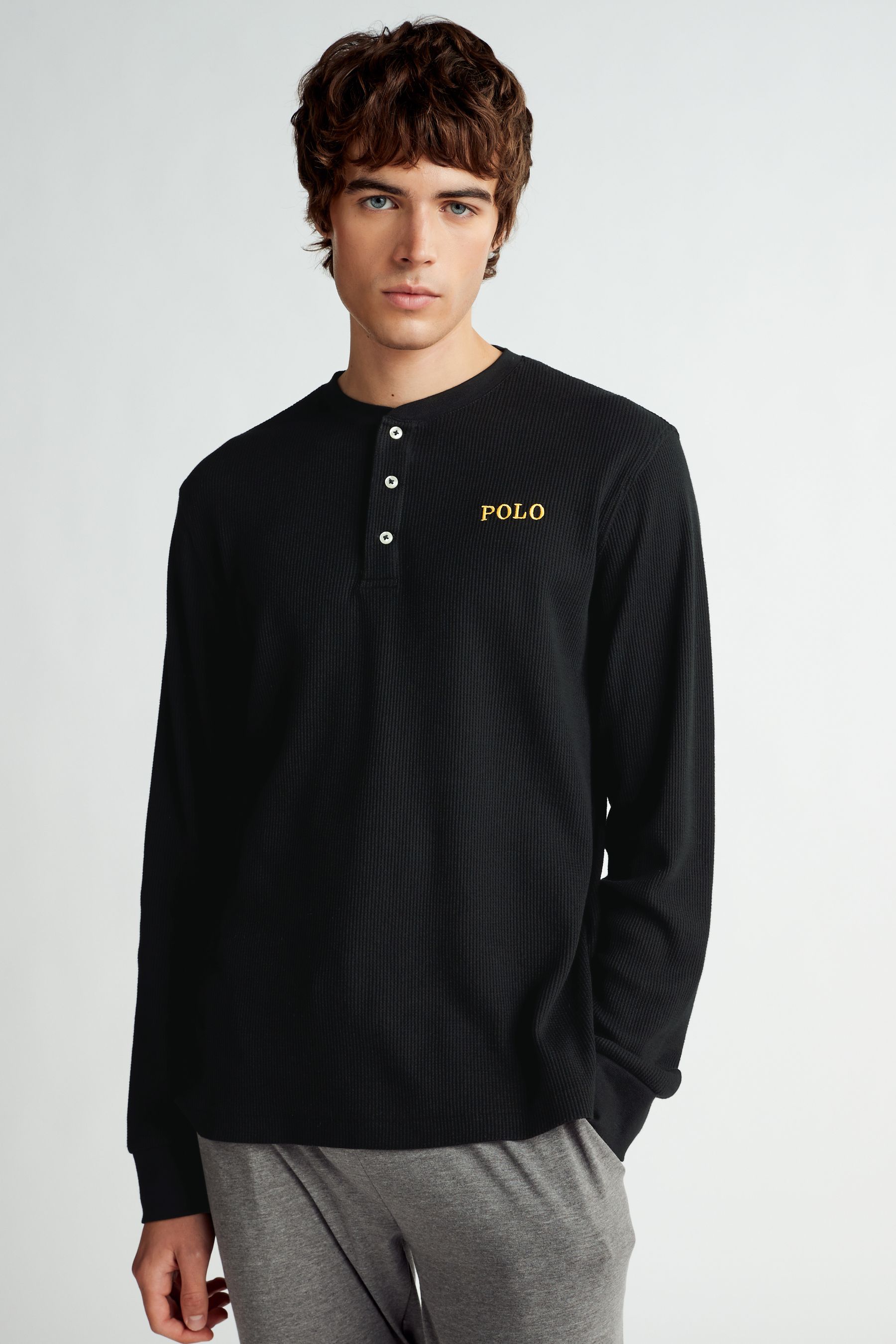 Buy Polo Ralph Lauren Waffle Knit Button Up Long Sleeve Top from the Next UK online shop