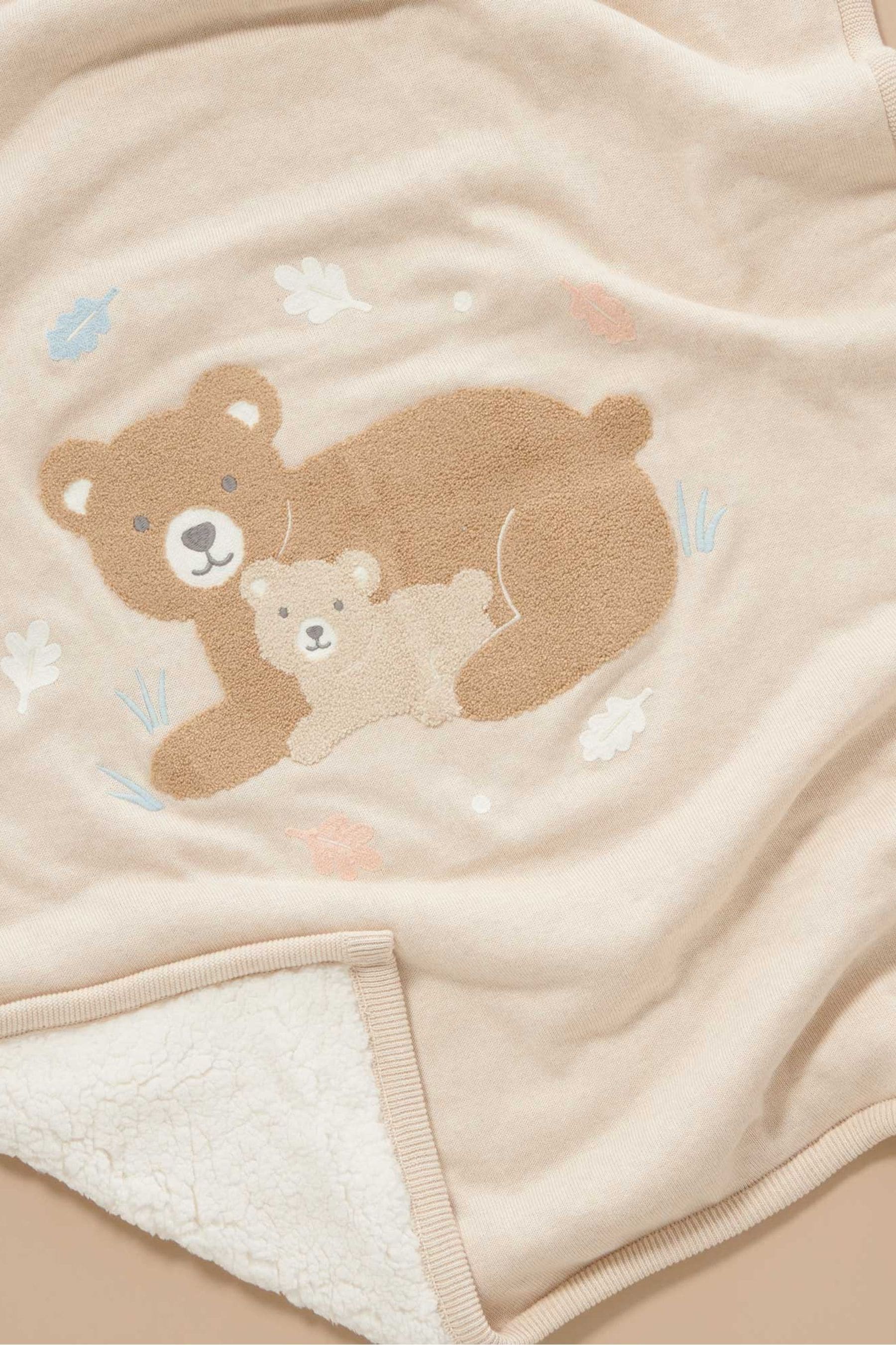 Purebaby Natural Embroidered Lined 100 Cotton Blanket one