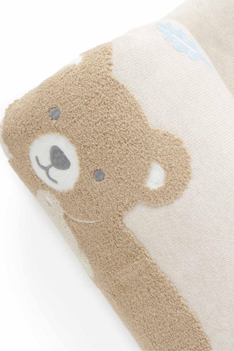 Purebaby Natural Bear Embroidered Lined Blanket - Image 3 of 3