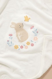 Purebaby Cream Bunny Embroidered Lined Blanket - Image 5 of 5