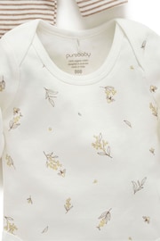 Purebaby Cream Long Sleeve Wattle Bee Bodysuits 2 Pack - Image 4 of 4