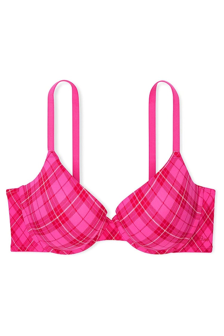 Victoria's Secret PINK Pink Rose Plaid Push Up Smooth Push Up T-Shirt Bra - Image 3 of 3