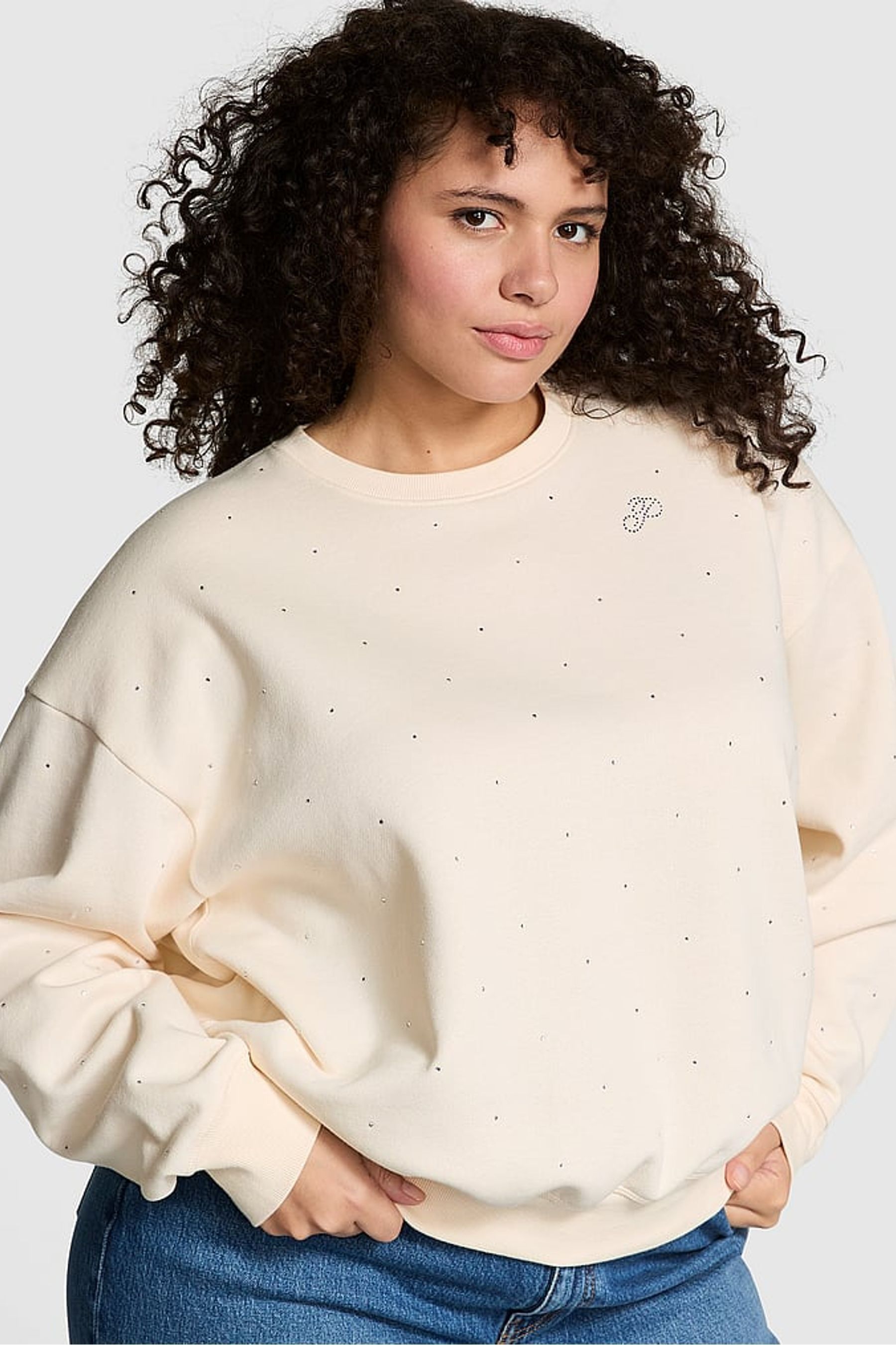 Buy Victoria s Secret PINK White Shell Diamante Fleece Sweatshirt from the Next UK online shop
