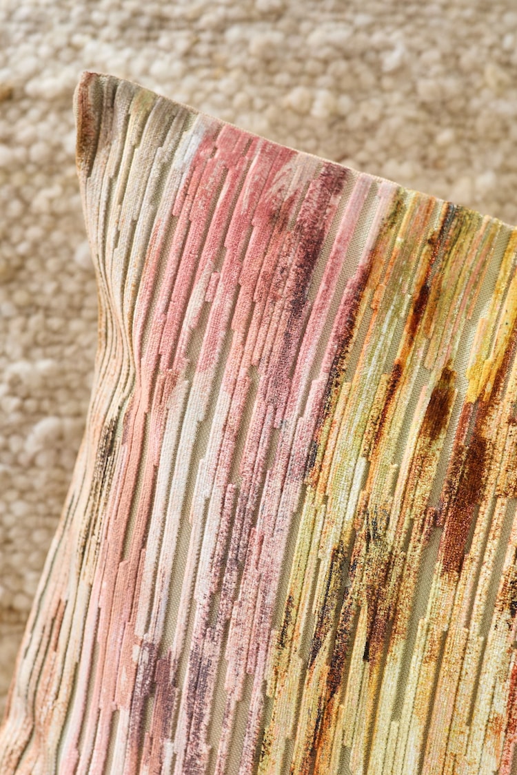 Peach Pink 40 x 59cm Haze Velvet Stripe Cushion - Image 4 of 4