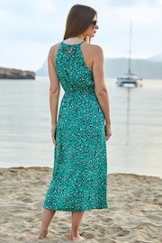 Sosandar Green Animal Print Keyhole Detail Midi Dress - Image 3 of 4