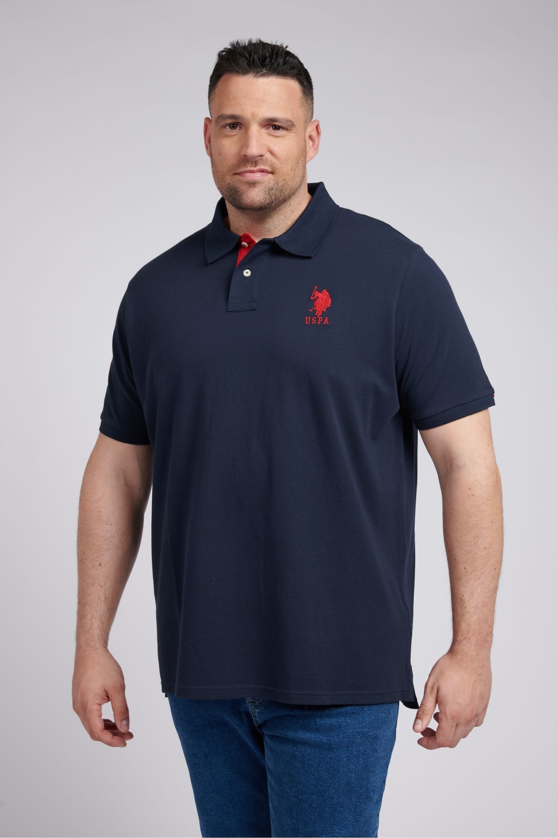 Buy U.S. Polo Assn. Blue Mens Big Tall Player 3 Pique Polo Shirt from Next Luxembourg