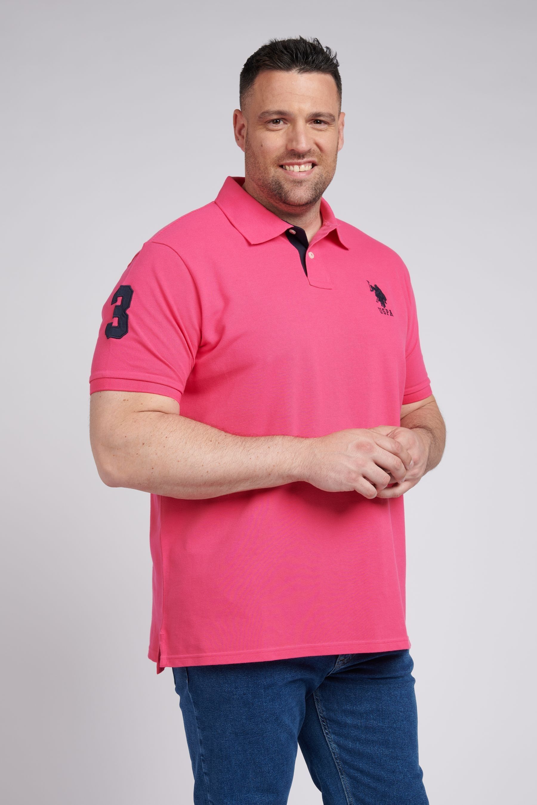 U.S. Polo Assn. Pink Mens Big Tall Player 3 Pique Polo Shirt