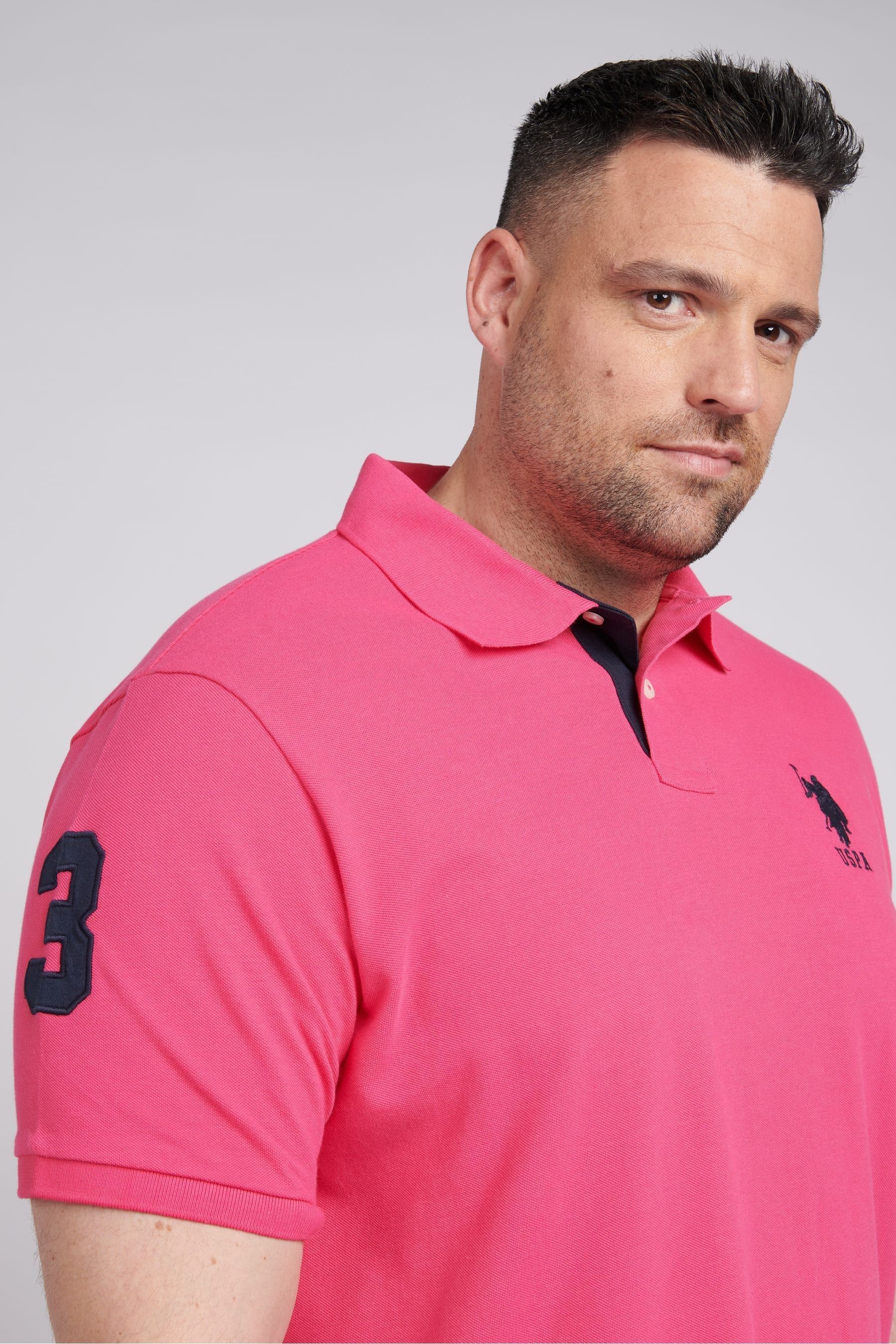 U.S. Polo Assn. Pink Mens Big Tall Player 3 Pique Polo Shirt