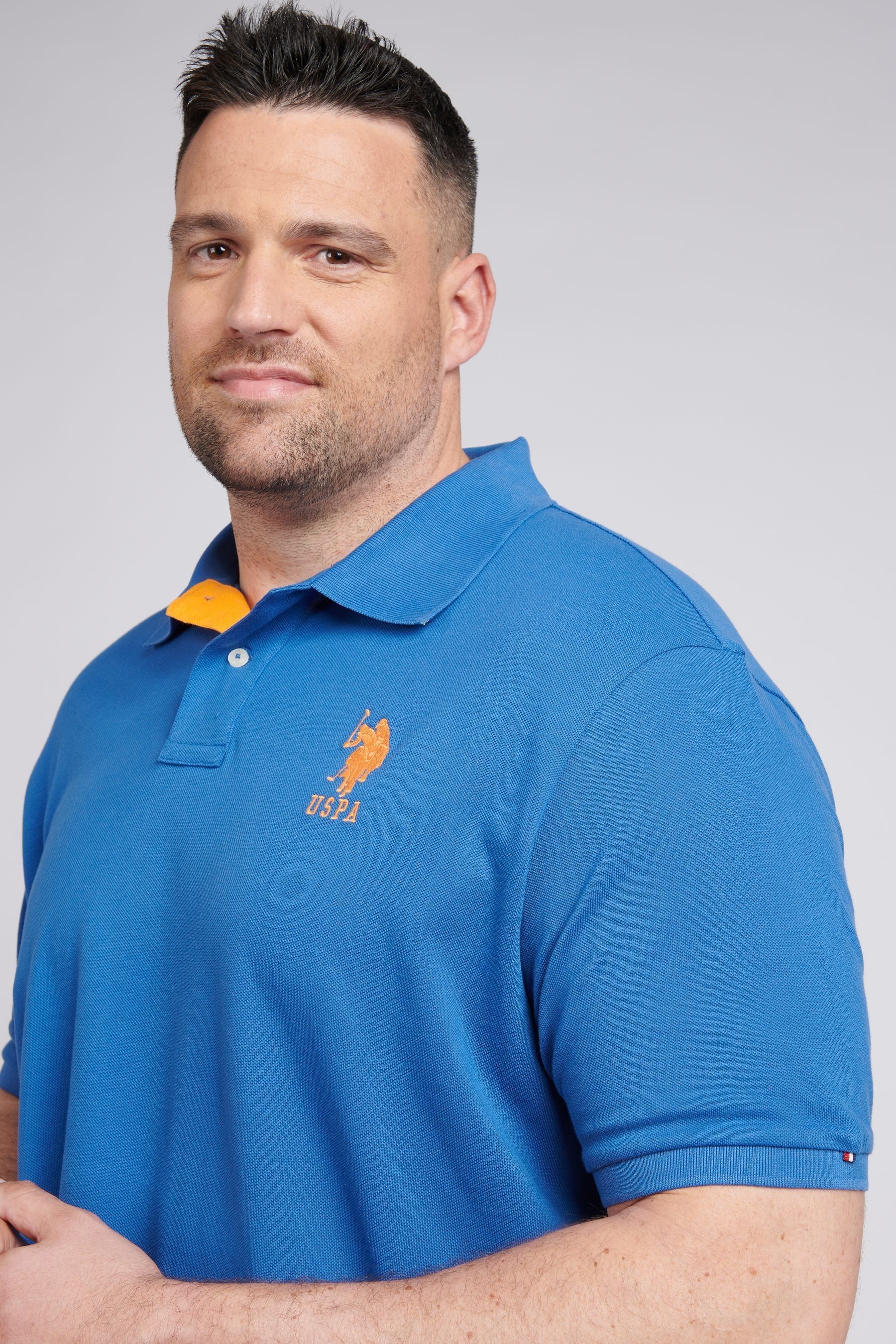 U.S. Polo Assn. Blue Mens Big Tall Player 3 Pique Polo Shirt