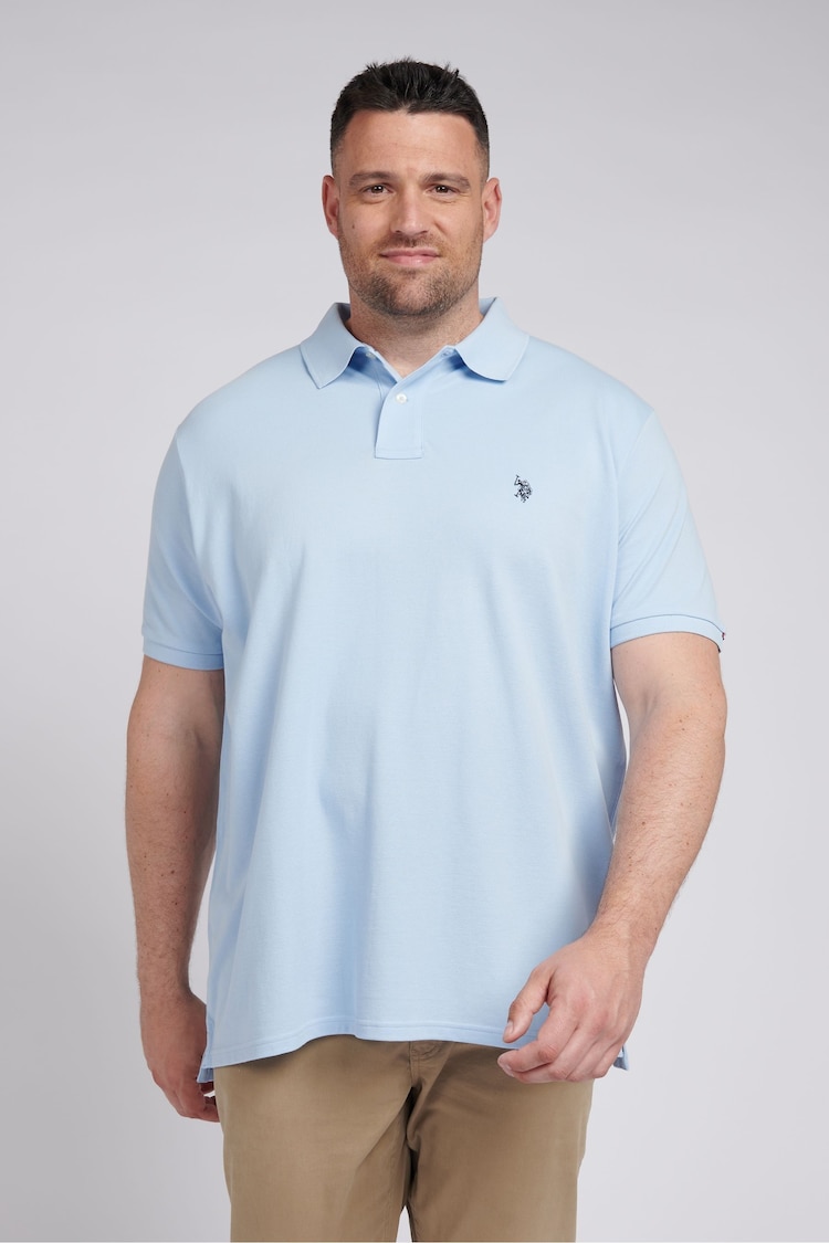 U.S. Polo Assn. Mens Blue Big & Tall Pique 100% Cotton Polo Shirt - Image 1 of 5