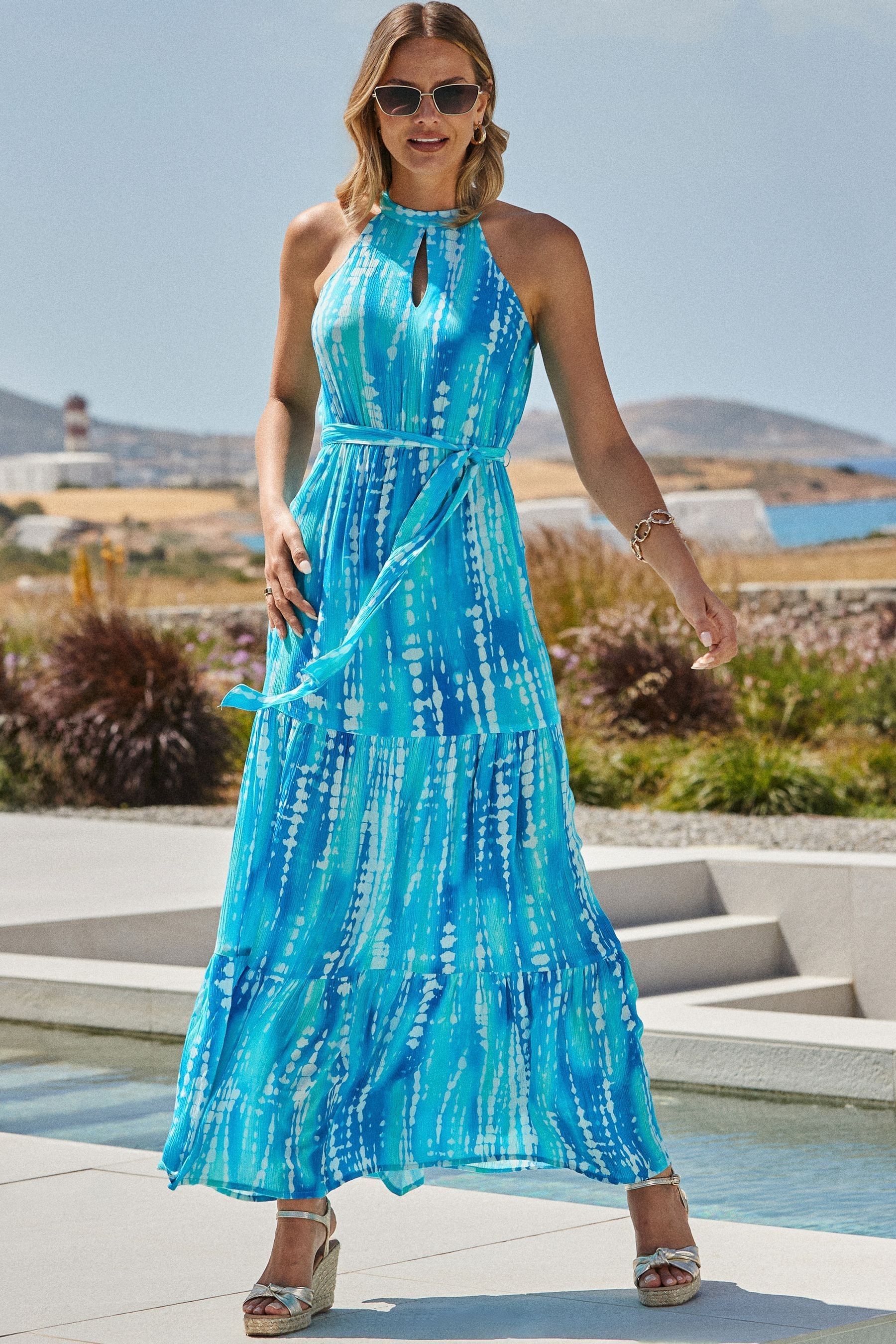 Blue tie dye maxi dress cheap