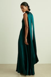 Reiss Teal Fae Petite Satin Cape Dress - Image 1 of 7