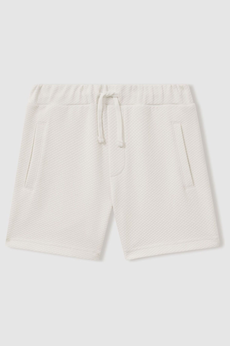 Reiss Off White Robin Teen Textured Drawstring Shorts - Image 1 of 5