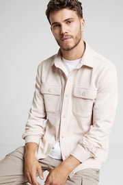 River Island Natural Regular Fit Long Sleeve Jersey Overshirt - Image 1 of 6