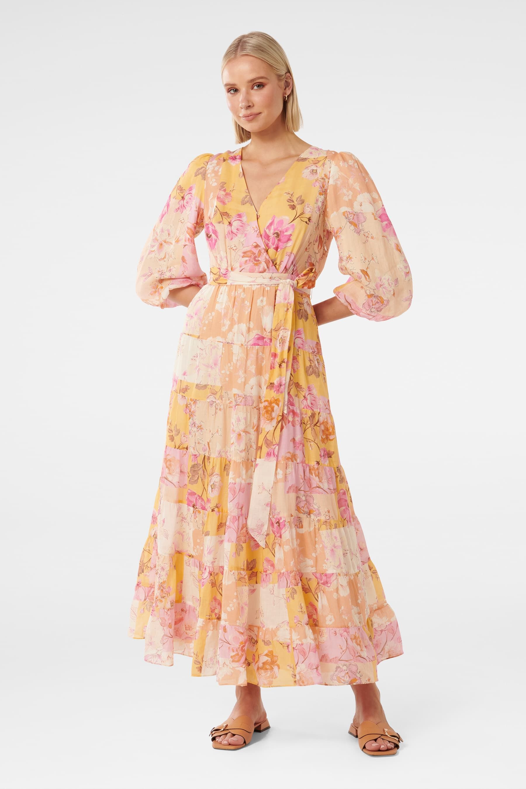 Buy Forever New Orange Imogen Tiered Wrap Midi Dress from Next Luxembourg