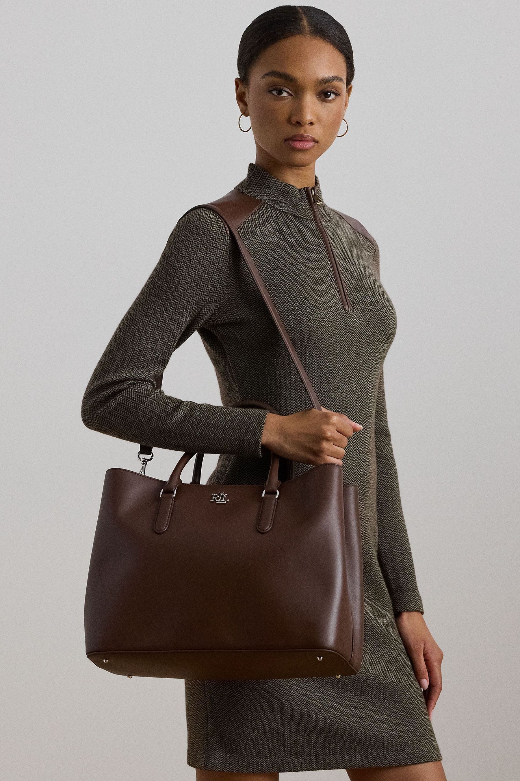 Buy Lauren Ralph Lauren Leather Large Marcy Satchel Bag from Next Austria