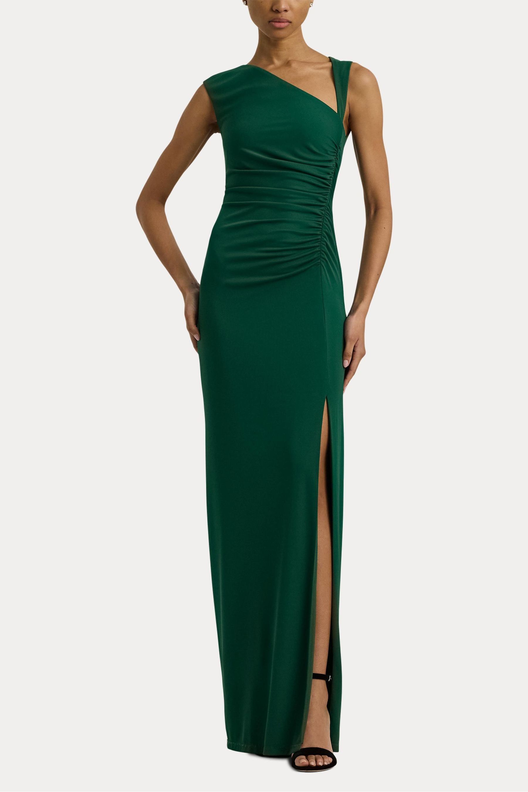 Lauren Ralph Lauren Ruched Sleeveless Stretch 100 Cotton Jersey Gown Dress