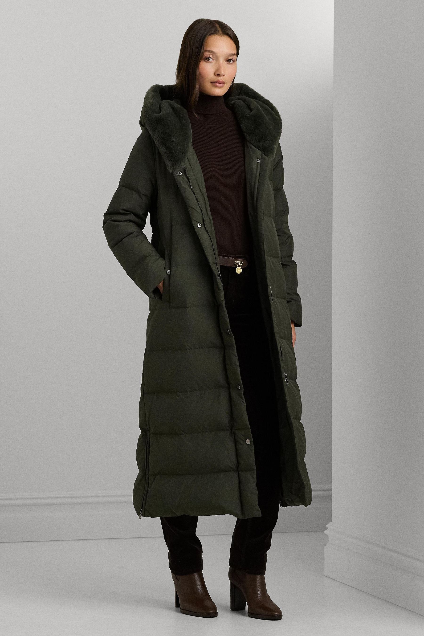 Buy Lauren Ralph Lauren Matte Finish Faux Fur Trim Maxi Puffer Coat from the Next UK online shop