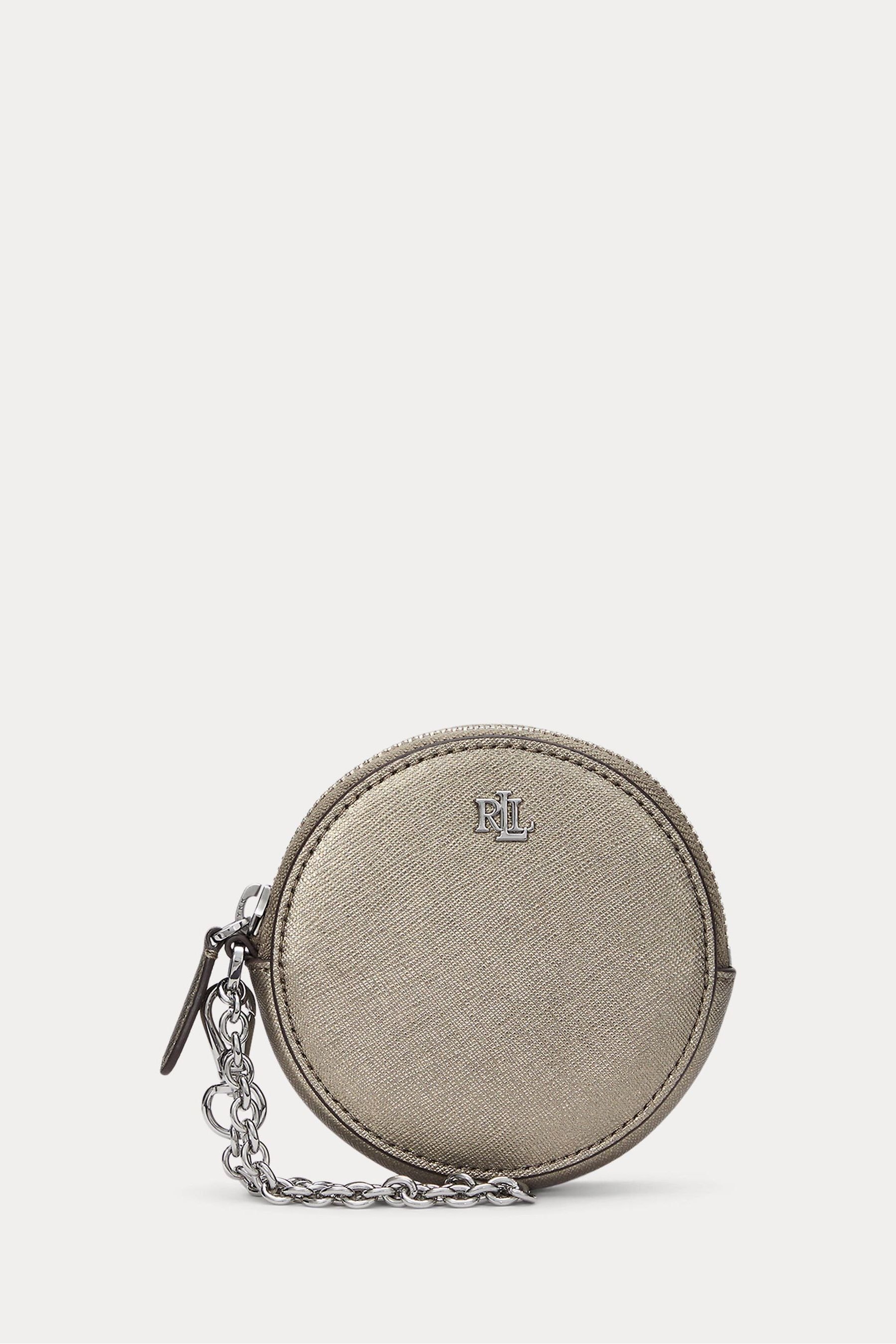 Lauren Ralph Lauren Crosshatch Leather Round Pouch Bag