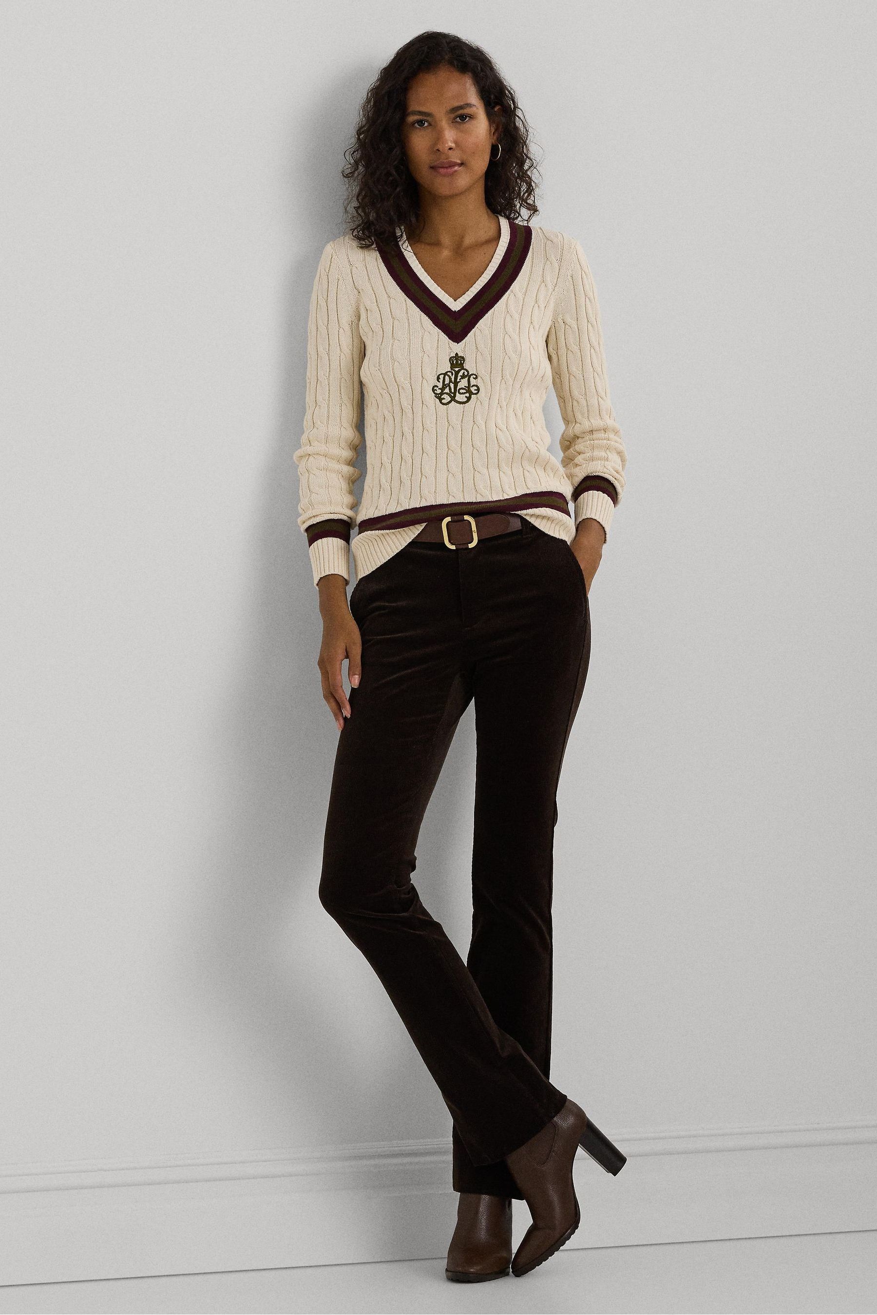 Buy Lauren Ralph Lauren Cable Knit Cotton Logo Cricket Jumper from Next France