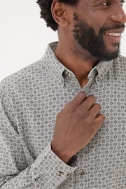 FatFace Light Grey Long Sleeve Geo Print 100% Cotton Shirt - Image 4 of 6