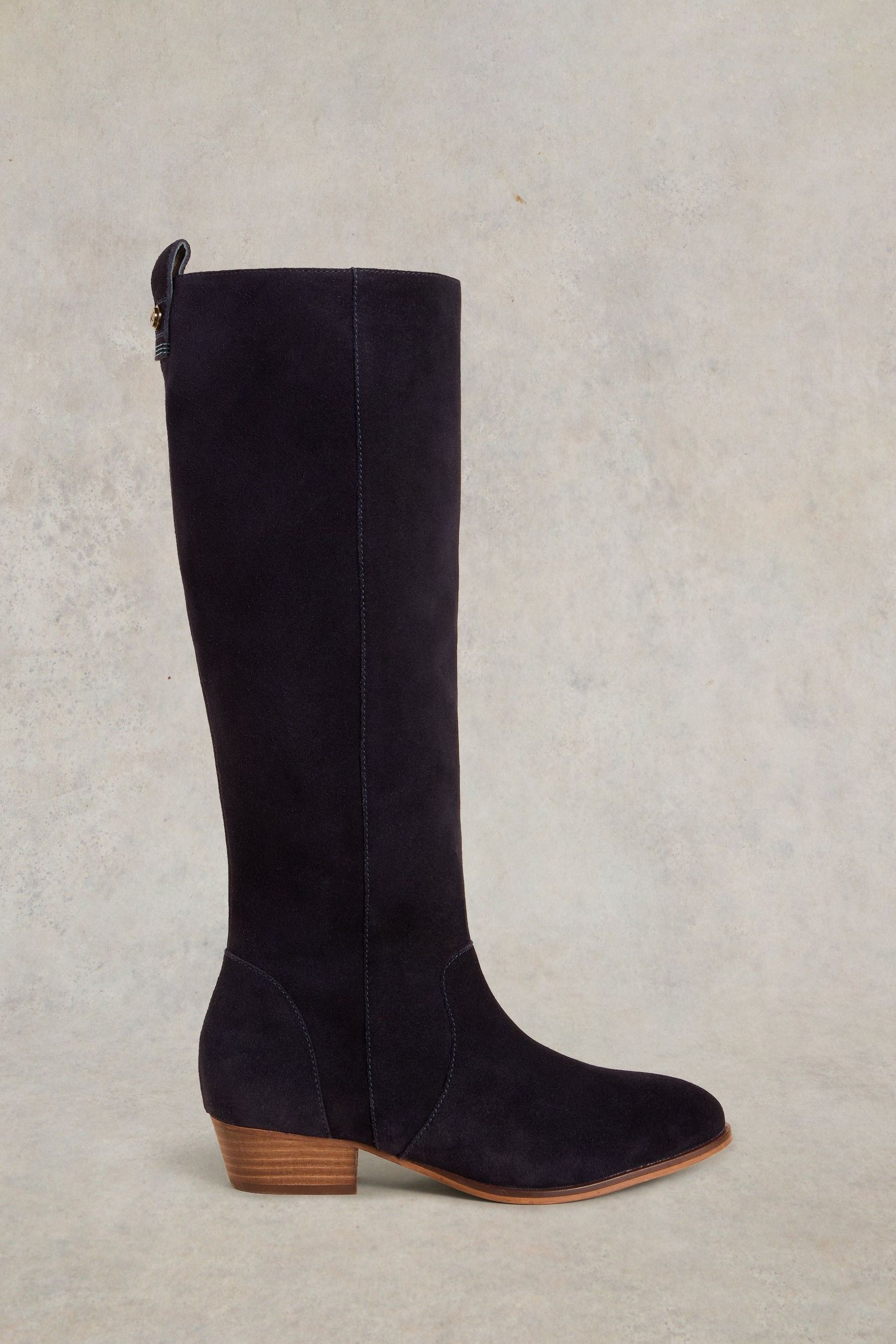Blue suede knee boots hot sale
