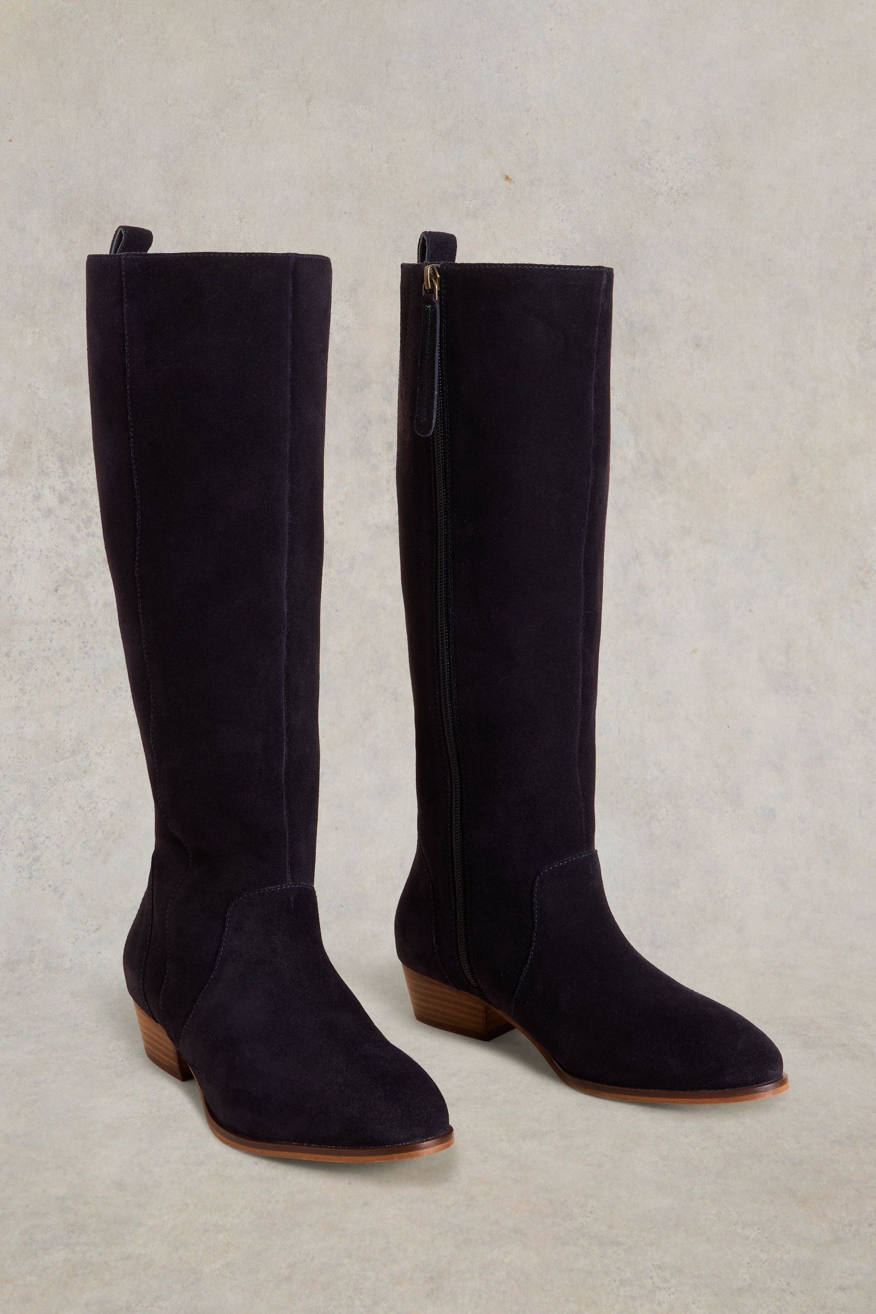 White Stuff Blue Willow Suede Knee High Boots 8 Womens