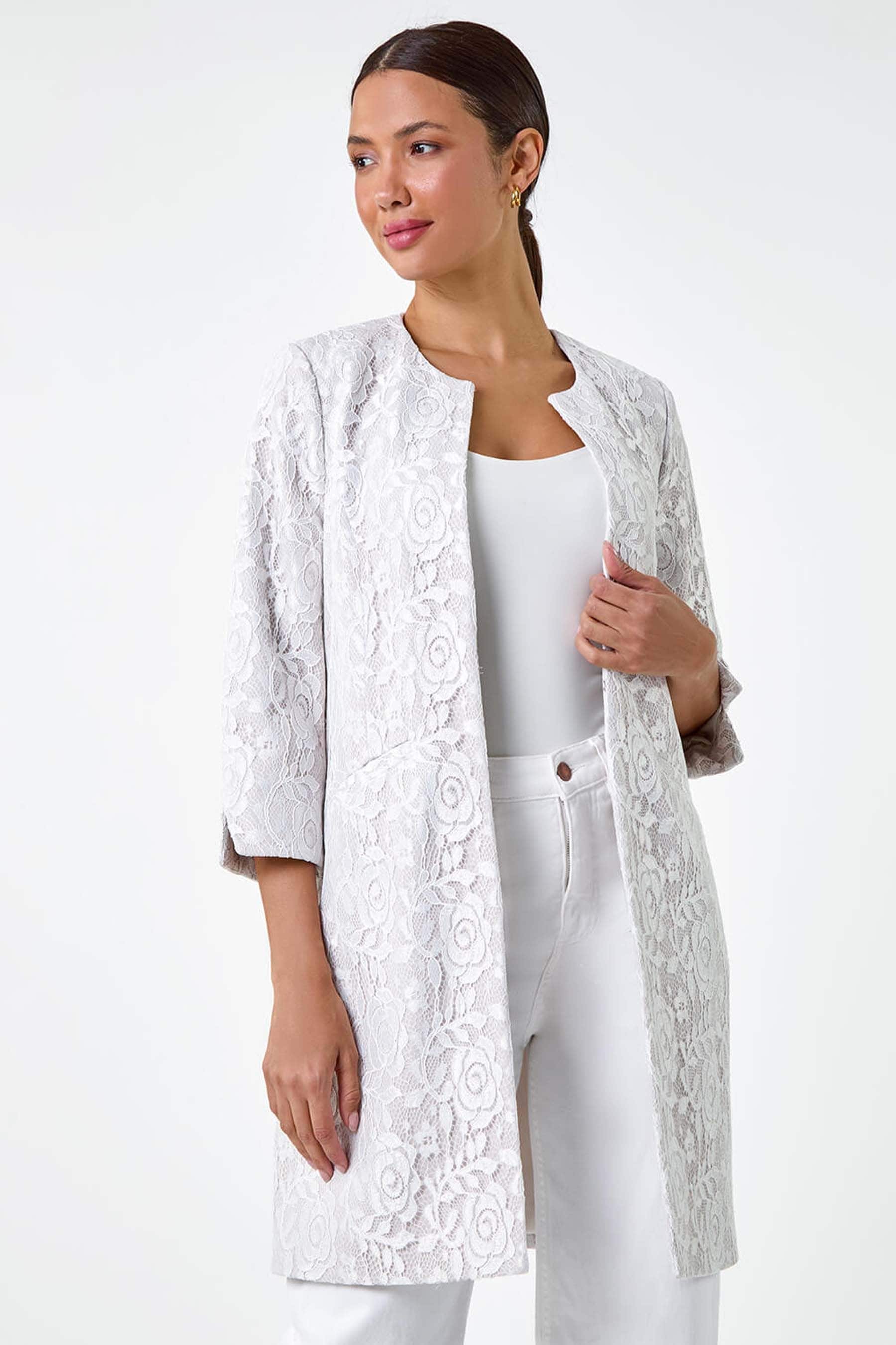 Buy Roman White Lace Longline Formal Jacket from the Next UK online shop