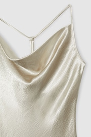 Reiss Silver Paisley Cowl Neck Hammered Satin Slip Dress - Image 6 of 6