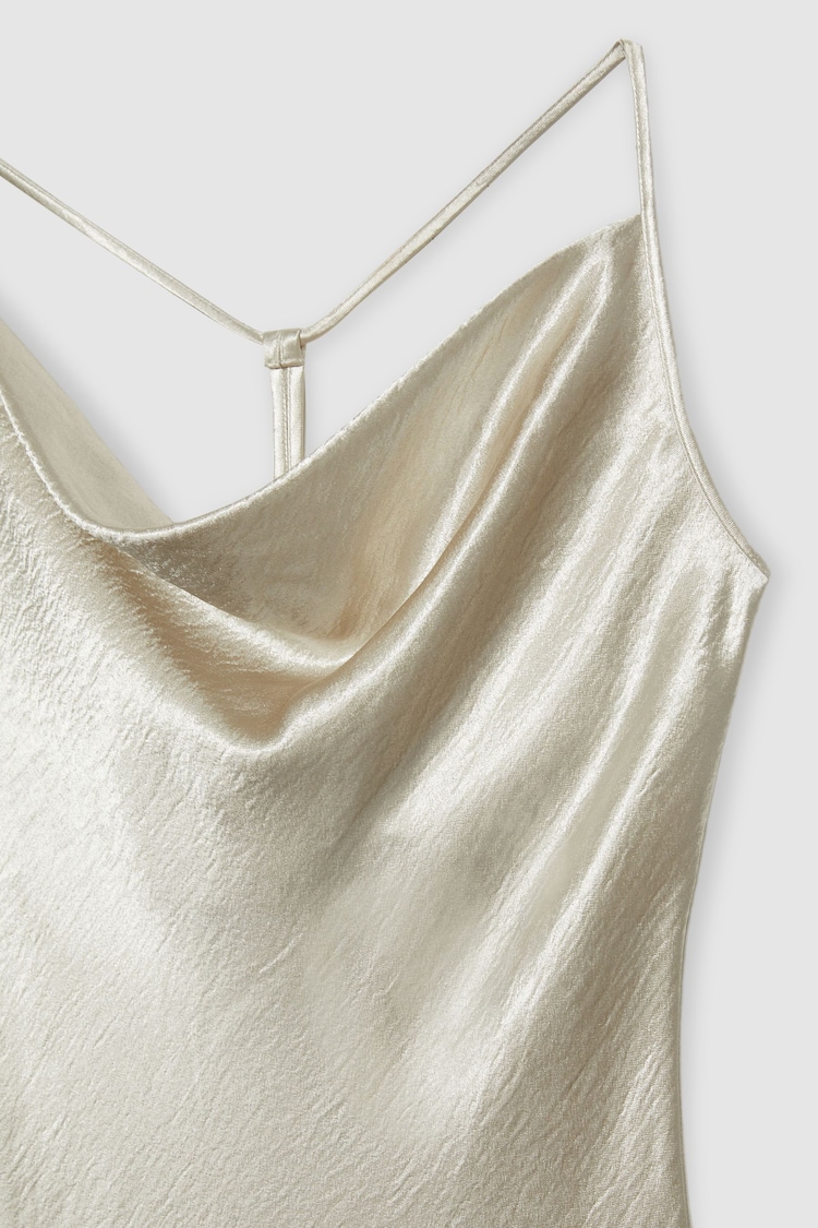 Reiss Silver Paisley Cowl-Neck Hammered-Satin Slip Dress - Image 6 of 6