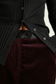 Reiss Burgundy Yasmin Cotton-Velvet Flared Trousers - Image 4 of 6