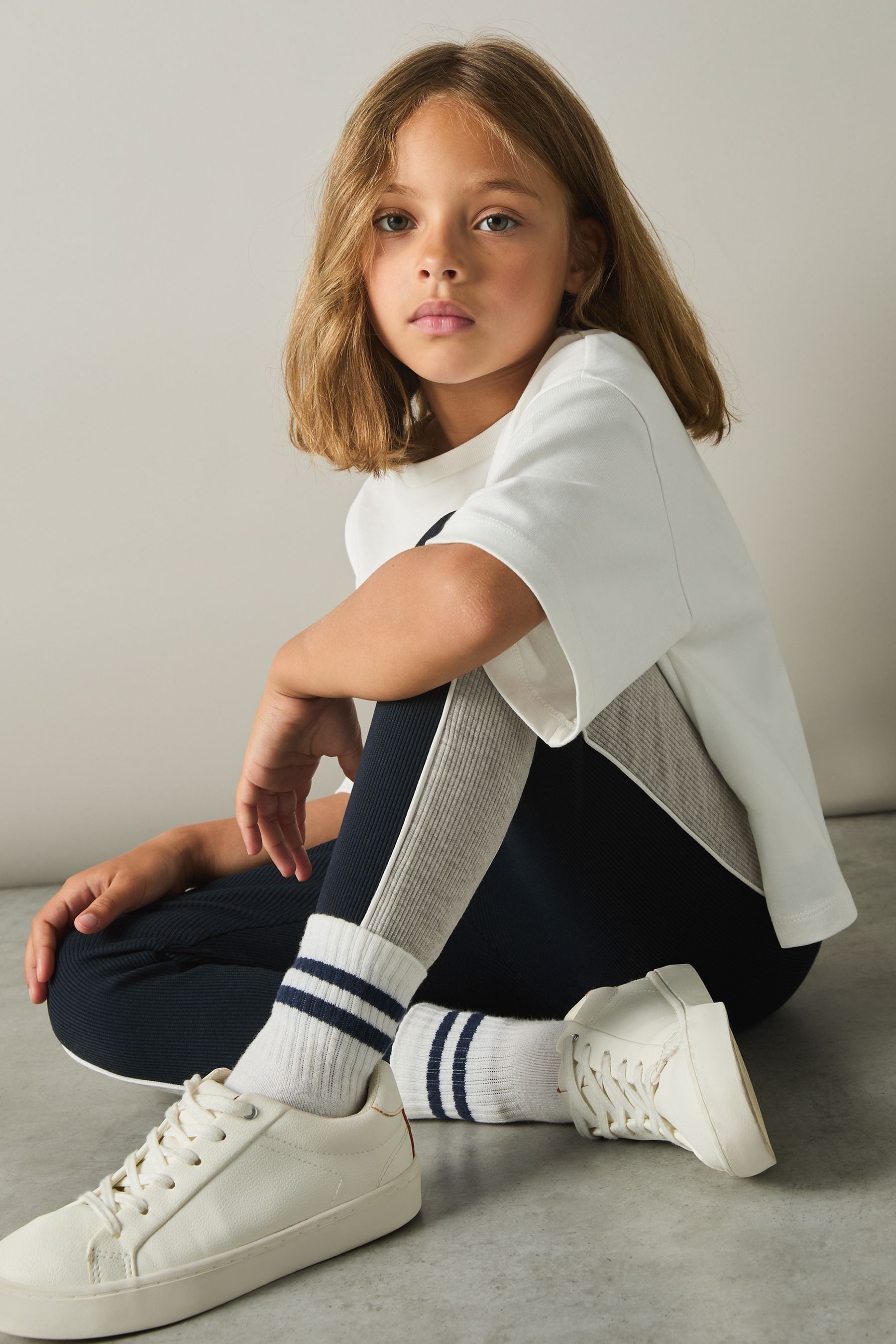 Buy Reiss Navy Lemi 13 14 yrs Cotton Blend Panelled Leggings from Next Armenia