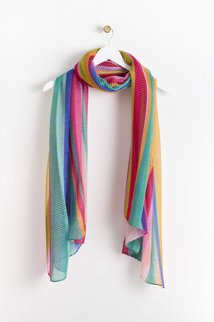 Oliver Bonas Multi Pleated Wavy Stripe Washed Lightweight Scarf - Image 1 of 5