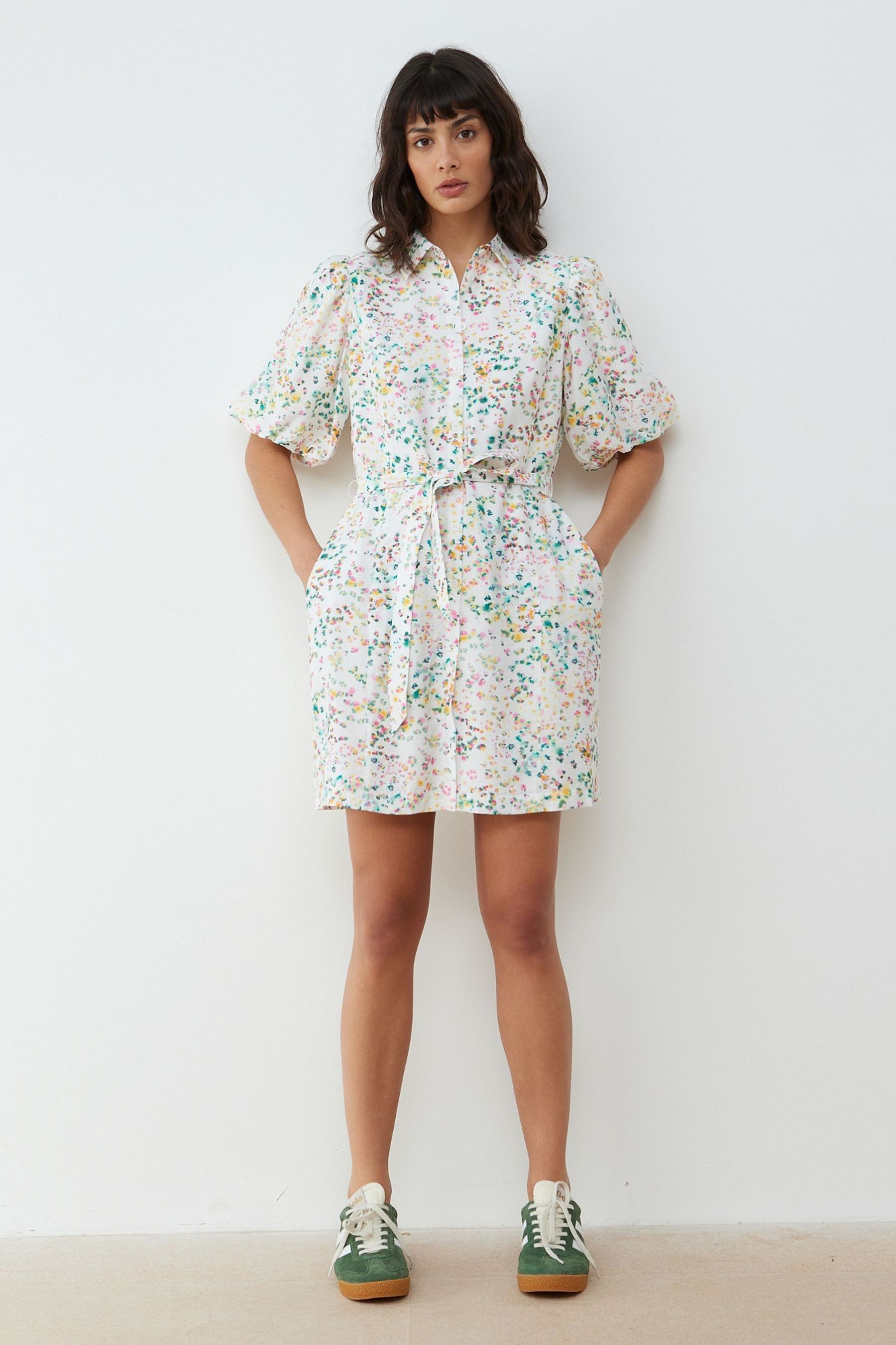 Buy Oliver Bonas White Hazy Texture Mini Shirt Dress from Next United Arab Emirates