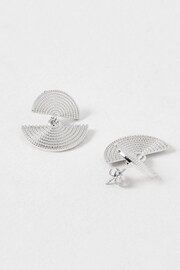 Oliver Bonas Silver Tone Marie Mini Semi Circle Tiered Silver Drop Earrings - Image 4 of 6