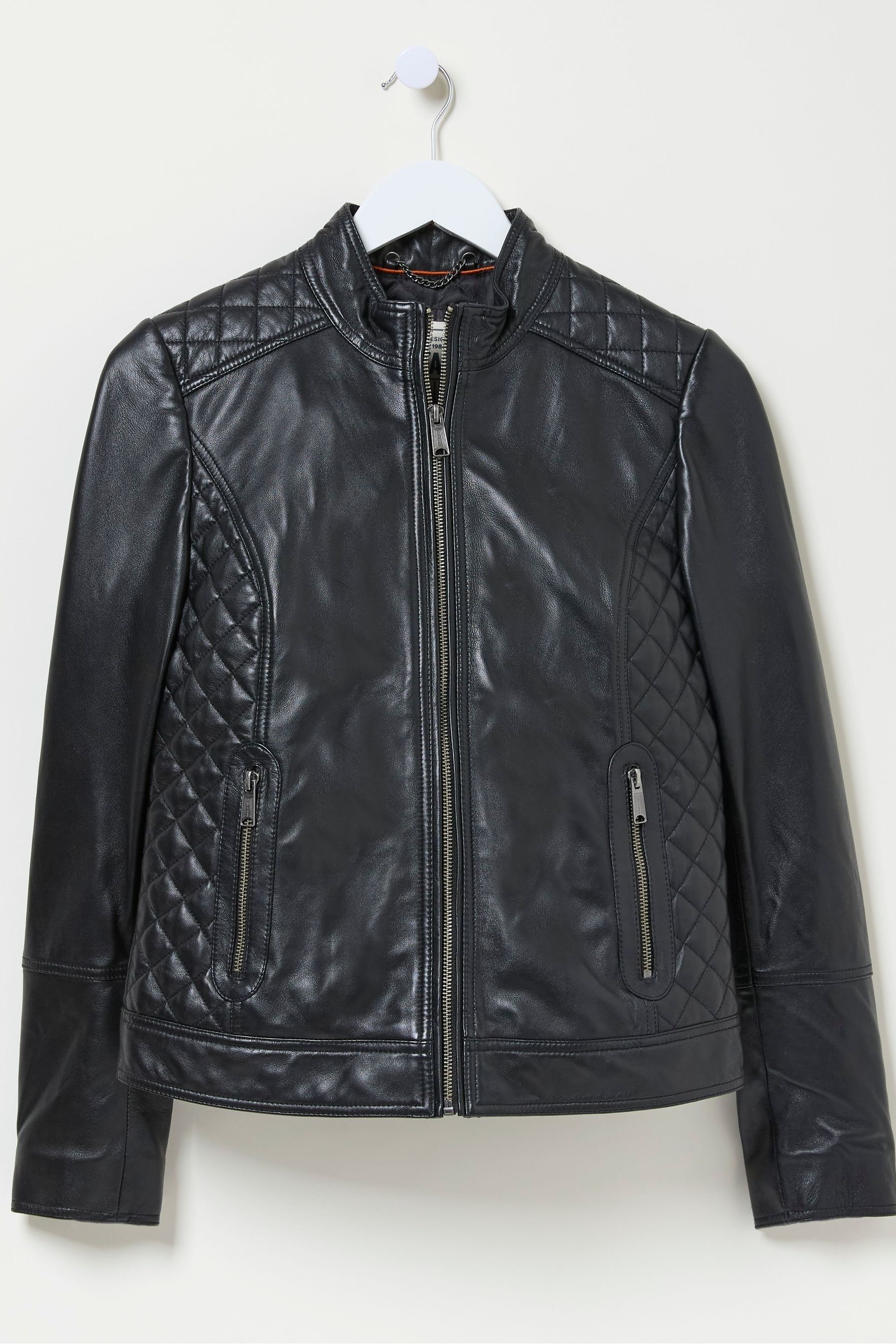 Buy FatFace Leanna Black Quilted Leather Jacket from the Next UK online shop