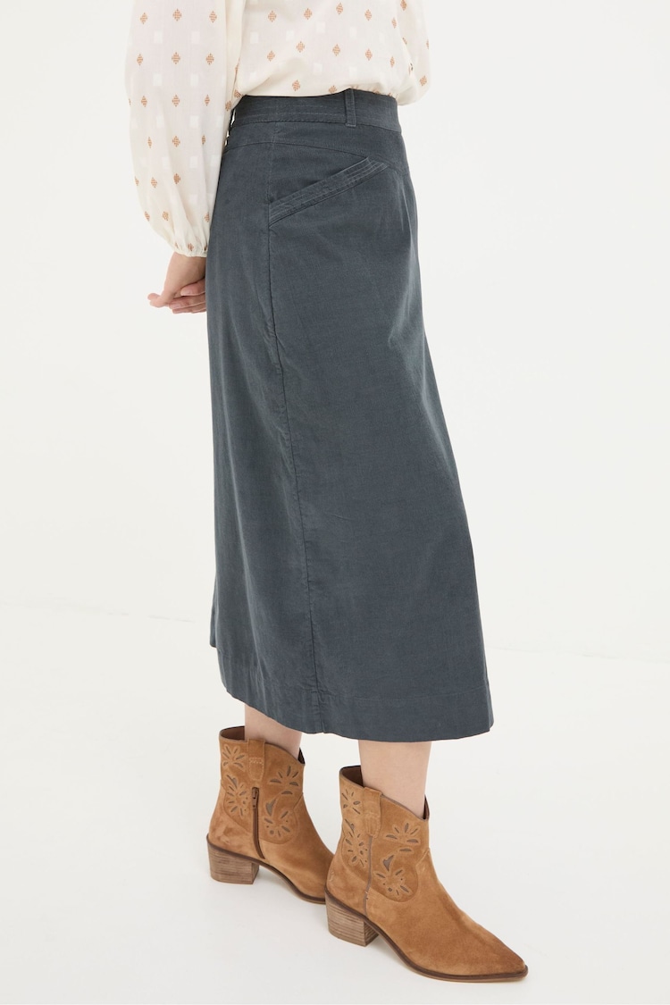 FatFace Leigh Grey Cord Midi Skirt - Image 1 of 5